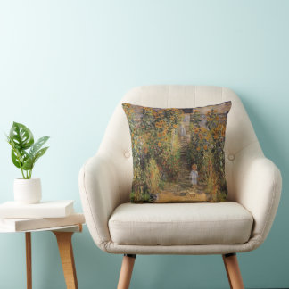 The Artist's Garden at Vetheuil by Claude Monet Cushion