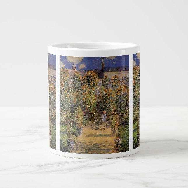 The Artist's Garden at Vetheuil by Claude Monet Large Coffee Mug (Front)