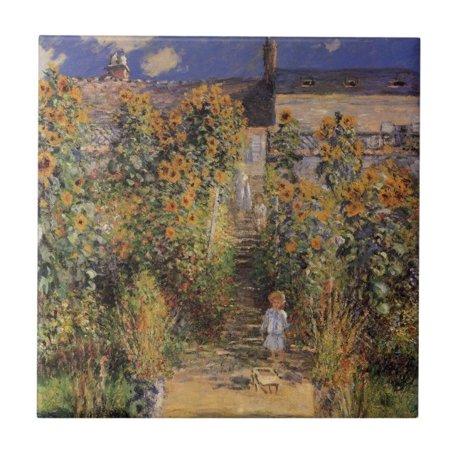 The Artist's Garden at Vetheuil by Claude Monet Tile (Front)