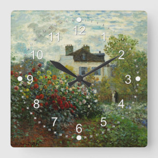 The Artist's Garden in Argenteuil 1873 (Monet) Square Wall Clock