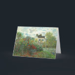 The Artist's Garden in Argenteuil by Claude Monet Card<br><div class="desc">The Artist's Garden in Argenteuil (A Corner of the Garden with Dahlias), 1873 is a painting by Claude Monet featuring a bank of flowering bushes, possibly roses, fills most of an enclosed garden in front of a white house. The scene is created using visible dabs and strokes of scarlet red,...</div>
