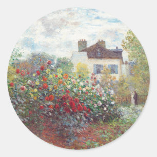 The Artist's Garden in Argenteuil by Claude Monet Classic Round Sticker