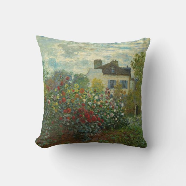 The Artist's Garden in Argenteuil by Monet (1873) Cushion (Front)