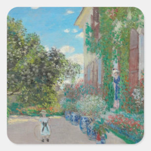 The Artist's House at Argenteuil- Claude Monet art Square Sticker