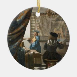 The Artist's Studio, c.1665-66 (oil on canvas) Ceramic Tree Decoration