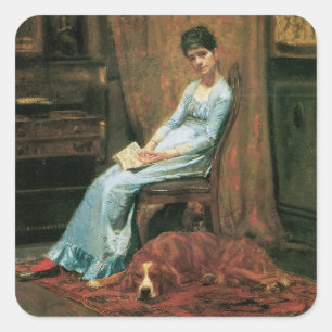 The Artist's Wife and His Setter Dog Square Sticker