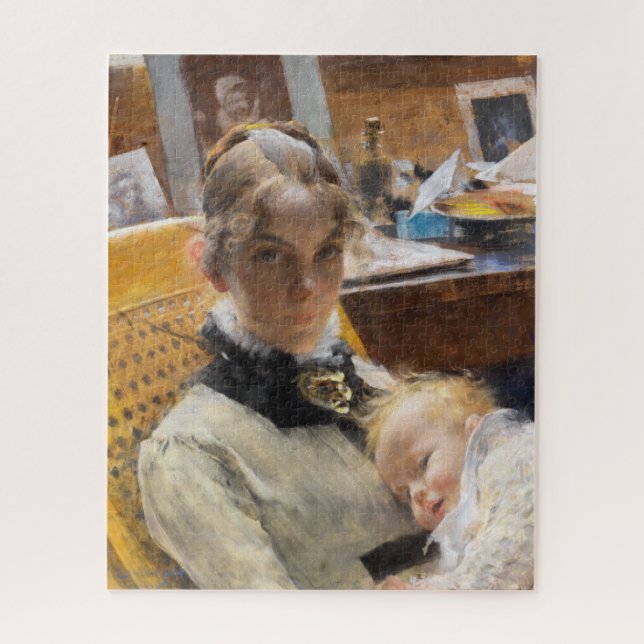 The Artist's Wife and their Daughter by Larsson Jigsaw Puzzle (Vertical)
