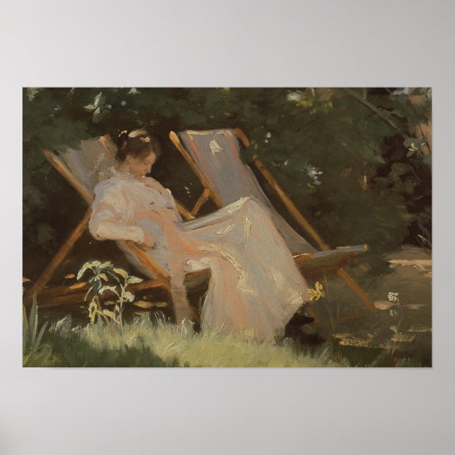 The artist's wife sitting in a garden chair poster (Front)