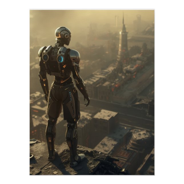  The Ascendant Guardian: Futuristic Sci Fi Art Poster (Front)