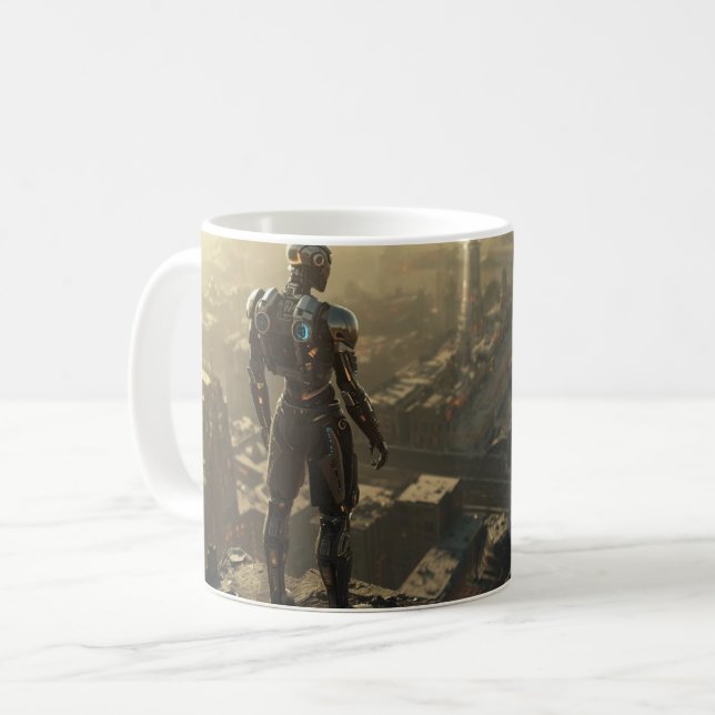  The Ascendant Guardian: Sci Fi Cyberpunk Mug (Front Left)