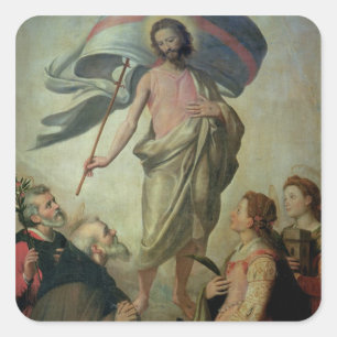 The Ascension of Christ, 1595 (oil on panel) Square Sticker