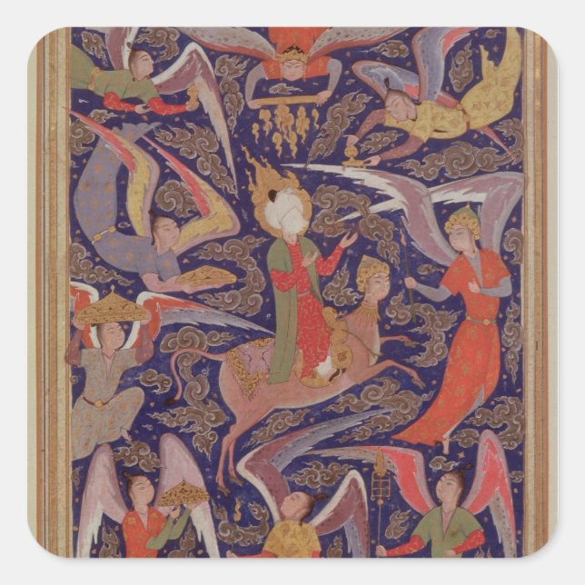 The Ascension of the Prophet Mohammed, Persian Square Sticker (Front)