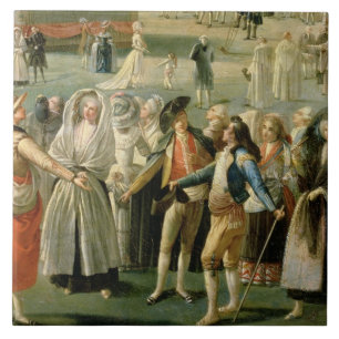 The Ascent of a Hot-Air Balloon in Madrid, detail Tile