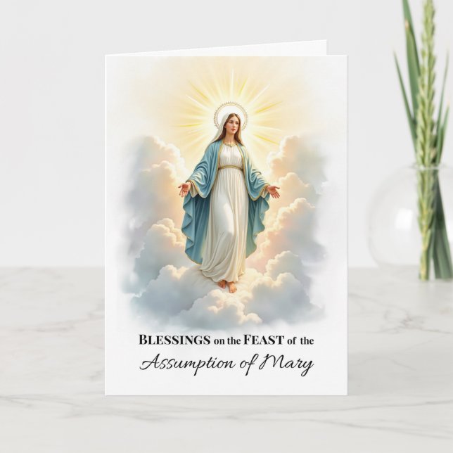 The Assumption of Mary God's Peace and Blessings Card (Front)