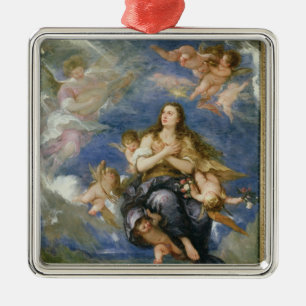 The Assumption of Mary Magdalene (oil on canvas) Metal Tree Decoration