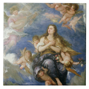 The Assumption of Mary Magdalene (oil on canvas) Tile