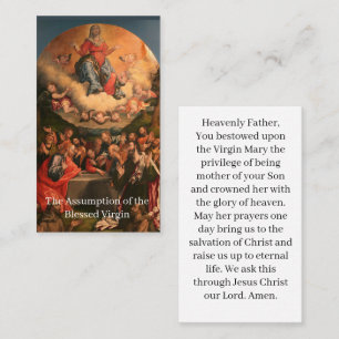 The Assumption of the Blessed Virgin Prayer Card