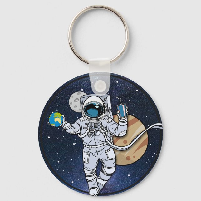 The Astronaut enjoys in space Key Ring (Front)