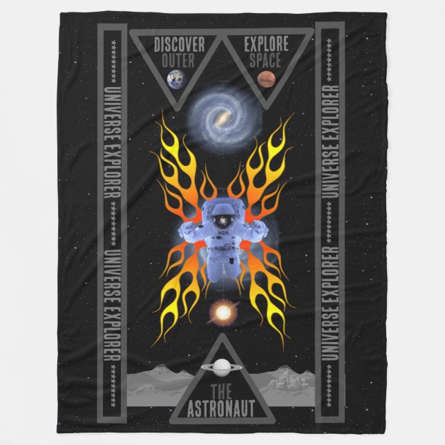 The Astronaut Explorer Fleece Blanket (Front)