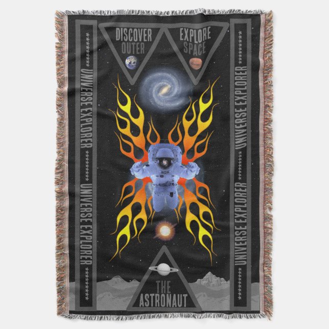 The Astronaut Universe Explorer Throw Blanket (Front Vertical)