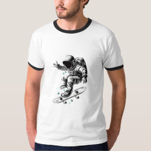 The Astronaut's Cosmic Skateboard Adventure T-Shirt