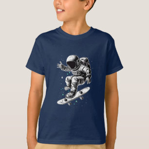 The Astronaut's Cosmic Skateboard Adventure T-Shirt
