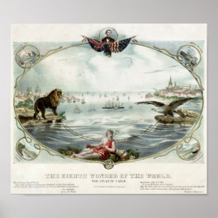 The Atlantic Cable Vintage Poster 1866 Restored