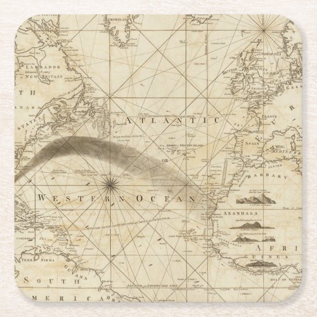 The Atlantic Ocean Square Paper Coaster (Front)