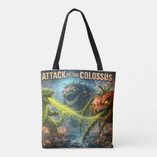 The attack of the Colossus mutant veggie all over Tote Bag