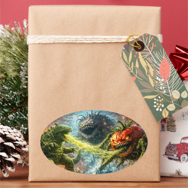 The attack of the Colossus mutant veggie oval stic Sticker (Holiday)