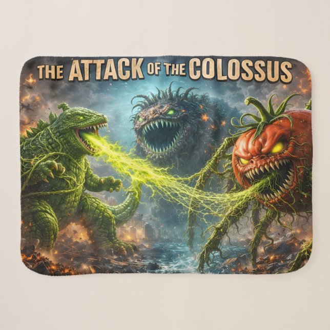 The attack of the Colossus mutant veggie Sherpa bl Blanket (Front (Horizontal))