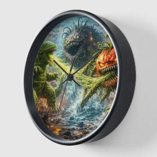 The attack of the Colossus round black wooden wall Clock