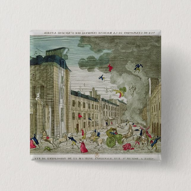 The Attempted Assassination of Napoleon Bonaparte 15 Cm Square Badge (Front)