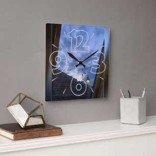 The attic window square wall clock
