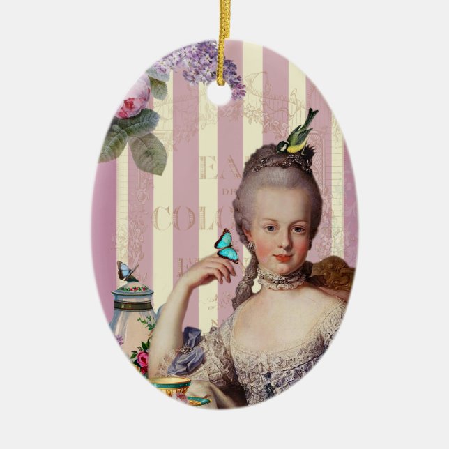 Thé au Petit Trianon – rose Ceramic Tree Decoration (Front)