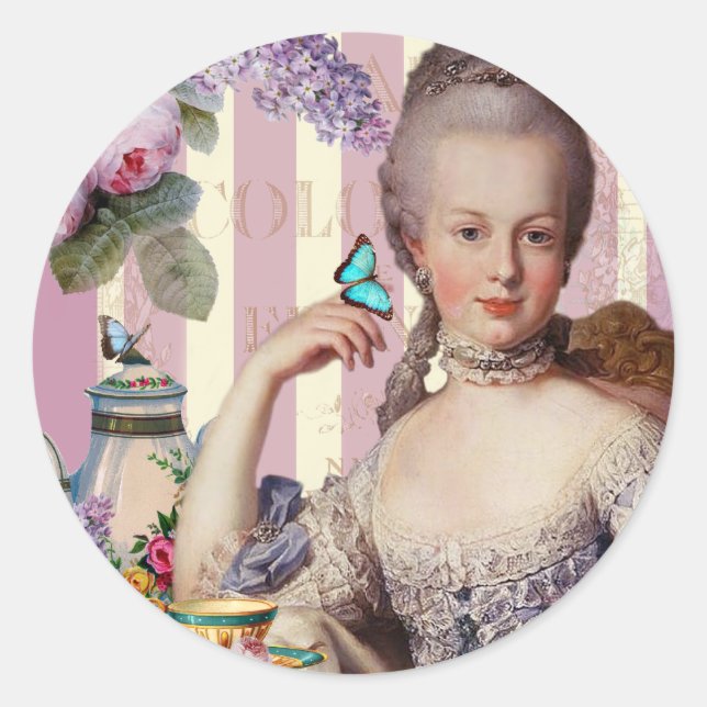 Thé au Petit Trianon – rose Classic Round Sticker (Front)