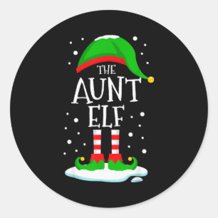 The Aunt Elf Christmas Family Matching Xmas Auntie Classic Round Sticker