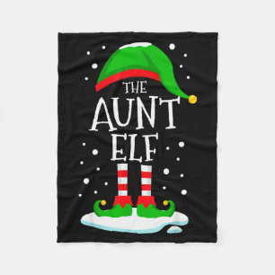 The Aunt Elf Christmas Family Matching Xmas Auntie Fleece Blanket