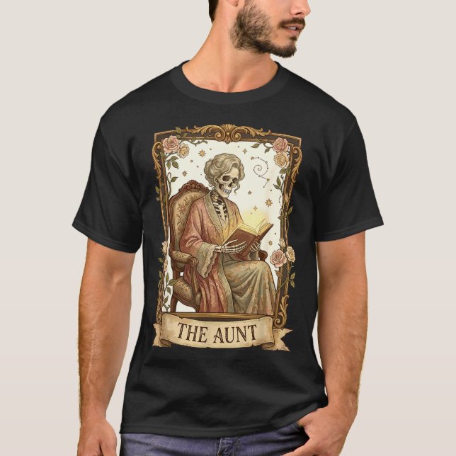 The Aunt Tarot Card Women Skeleton Aunty Book Love T-Shirt (Front)