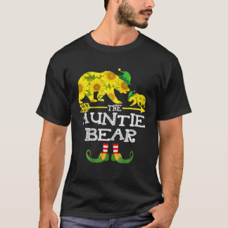 The Auntie Bear Elf Sunflower Funny Christmas Gift T-Shirt