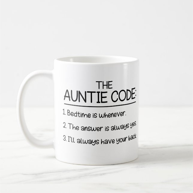 The Auntie Code, Gift For Aunt Coffee Mug (Left)
