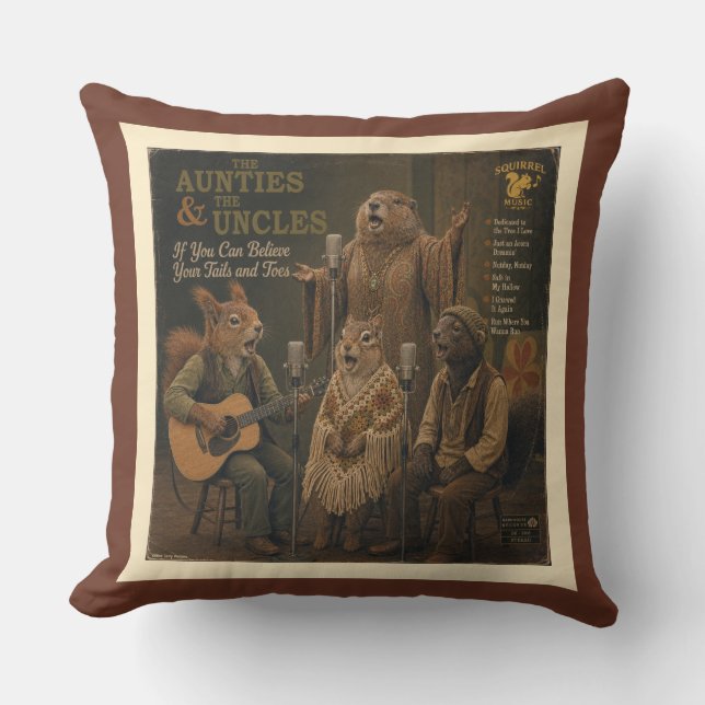 The Aunties & the Uncles: a Parody Cushion (Front)