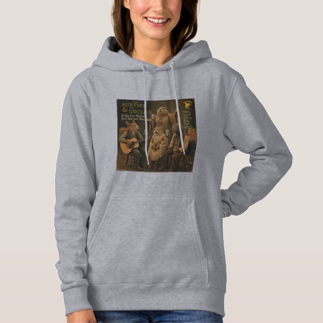The Aunties & the Uncles: a Parody Hoodie (Front)