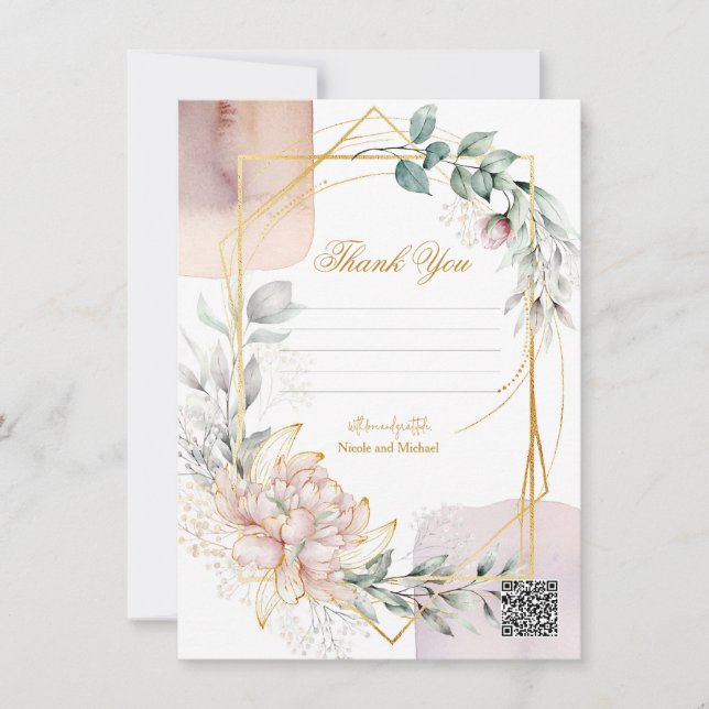 The Aureate Frame Mauve Floral Greenery Wedding  Invitation (Front)