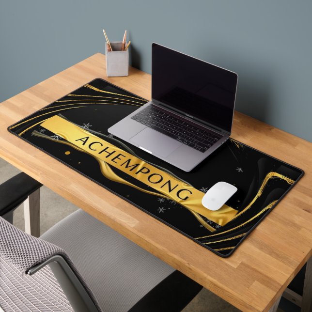 The Auric Cascade: High-Contrast Liquid Gold Achem Desk Mat (Office 2)