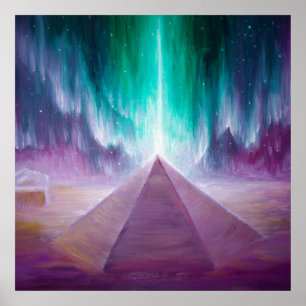 The aurora and the energy of the Cydonia pyramid Poster