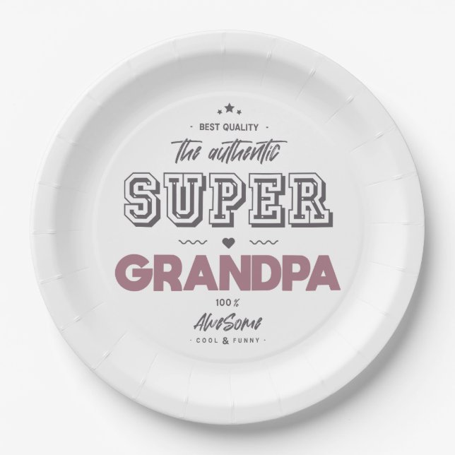The authentic super grandpa paper plate (Front)