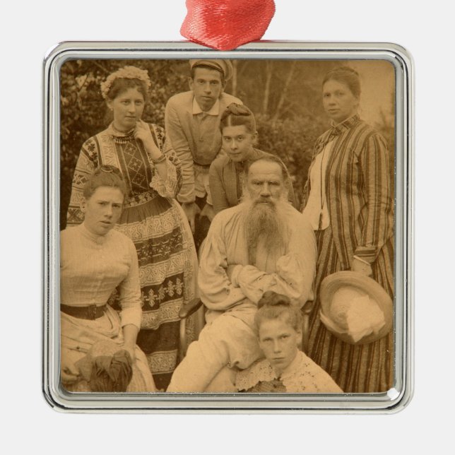 The author Leo Tolstoy with his family Metal Tree Decoration (Front)