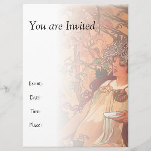 The Autumn - Alphonse Mucha Invitation