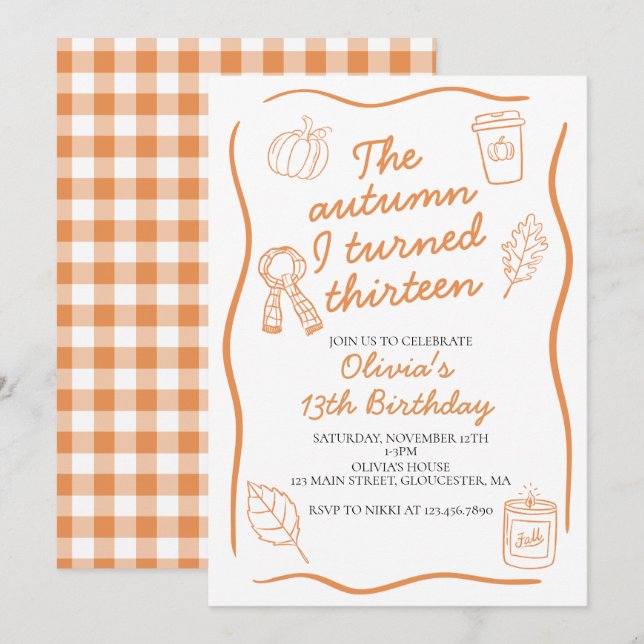 The Autumn I Turned Thirteen Fall Birthday Invitation (Front/Back)